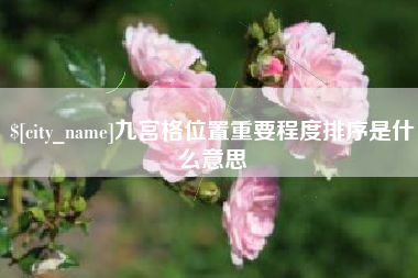 府谷九宫格位置重要程度排序是什么意思