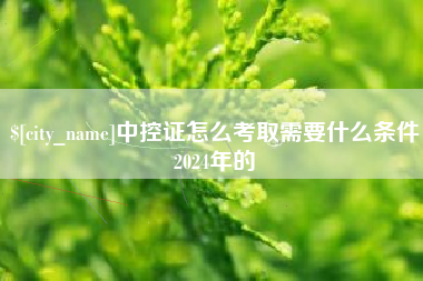 府谷中控证怎么考取需要什么条件2024年的